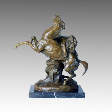 Статуя Животного Лев и Лошадь Война Бронза Sculpure Tpal-139